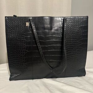 BEIS The Work Tote in Black Croc, Large